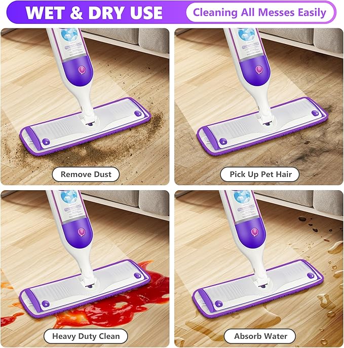 3 Pack Reusable Mop Pads Compatible with Swiffer PowerMop, Wood Floor Pads Microfiber Mop Replacement Refills Machine Washable for All Floor Surfaces