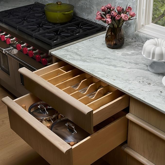 Rev-A-Shelf Wood Trim-to-Fit Utensil Drawer Insert Organizer, 33" x 22" - Spoons, Forks, Silverware, and Cutlery Drop-In Storage Tray for Kitchen Cabinet Organization, 4WUTCT-36-1
