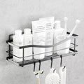 KINCMAX Premium Shower Caddy - Self Adhesive Shower Shelf with 4 Hooks - No Drill Large Capacity Stainless Steel Rack - Aesthetic Organizer for Bathroom Wall Decor - Matte Black
