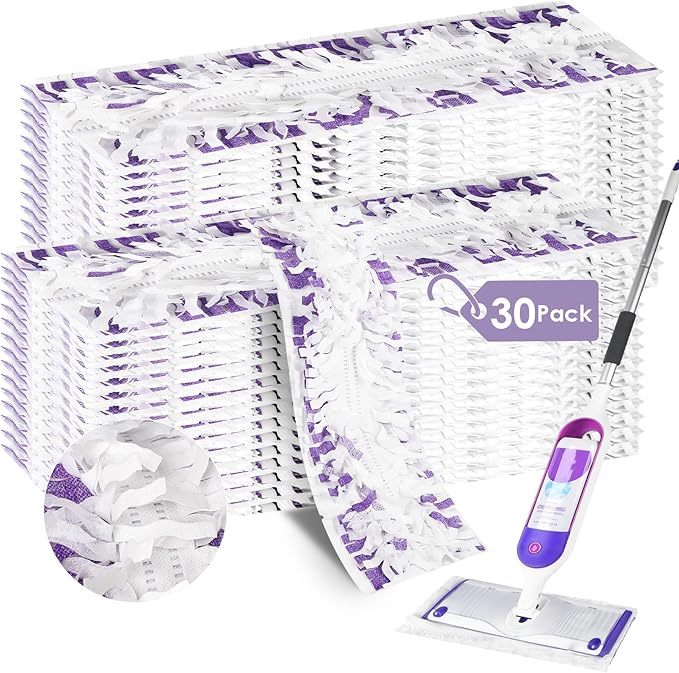 Cleaning Cloth 30 Pack Disposable Power Mop Refill Pads Compatible with Swiffer Power Mop, Unscented Swiffer Wet Pads Refill, Disposable Replacement Pad for All Floors,Non-Washable