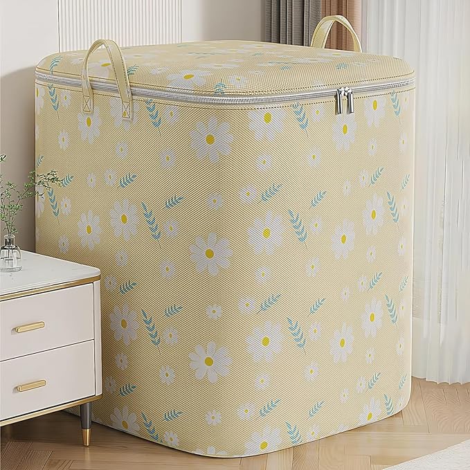 Comforter Storage Bag, Extra Large Clothes Storage Organizer for Blankets Bedding Sweaters, Foldable Soft Storage, Zipper Closure, Carry Handles, Closet Under Bed Moving Travel (210L)