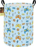 HUNRUNG Laundry Hamper,Large Canvas Fabric Lightweight Storage Basket Toy Organizer Dirty Clothes Collapsible Waterproof for College Dorms（Round-Color Game）