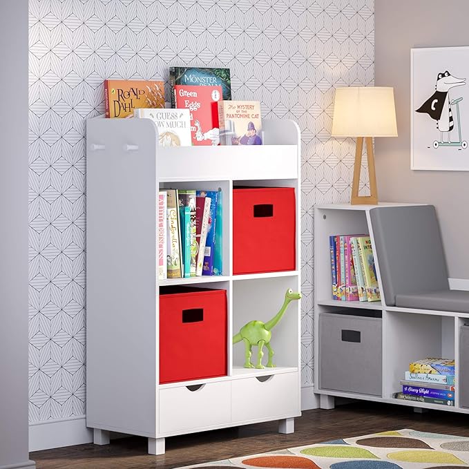 RiverRidge Folding Storage Bins with Handles Red Cube Storage Organizer for Closet, Bedroom & Playroom - Closet Organizers and Storage Set of 2