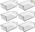 Under Shelf Basket, 6PCS Hanging Storage Basket for Pantry Cupboard Laundry Room Slide-in Baskets Organizer for Kitchen Counter Desk Bookshelf, Space Saving, Easy to Install, Black