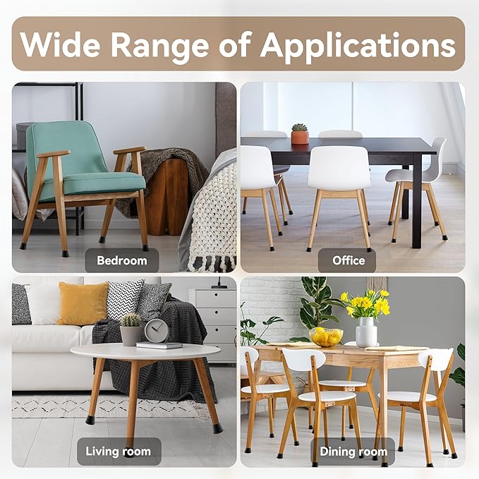 24PCS Upgraded Silicone Chair Leg Floor Protectors for Hardwood Floors, Furniture Sliders for Chair Legs, 360°Felt Pad Bottom Wrapped Thickening Furniture Pads Cap Covers to Scratch and Reduce Noise