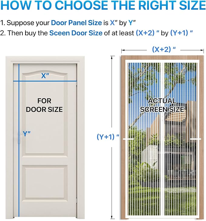 Heavy Duty Door Screen Magnetic Closure, LOVIGA Thickened Fiberglass Screen Door Mesh, Self Sealing, Tear Resistant, Easy Assemble, Fine Mesh Keep Bugs Out Fit Door Size 30 Inch X 82 Inch White