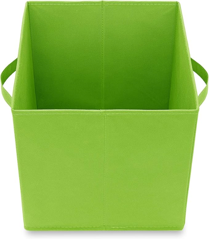Casafield Set of 6 Collapsible Fabric Cube Storage Bins, Lime Green - 11" Foldable Cloth Baskets for Shelves, Cubby Organizers & More