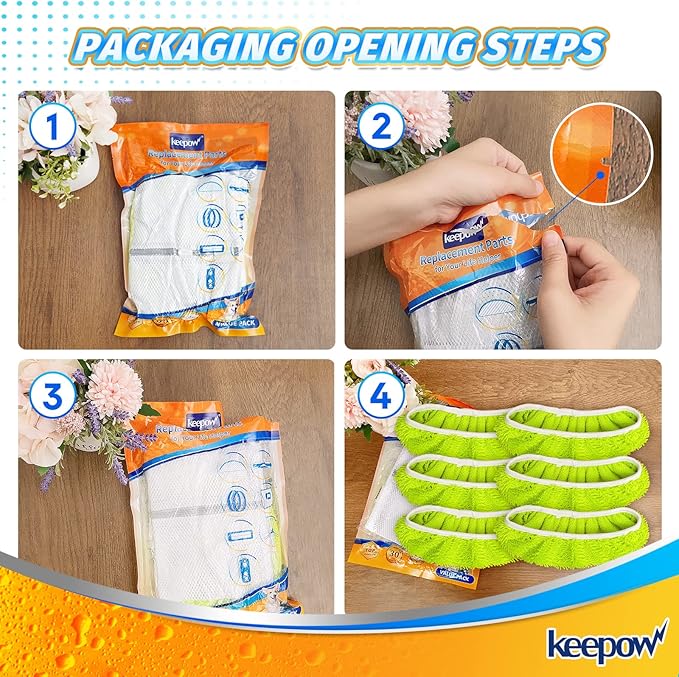 KEEPOW XL Dry Sweeping/Wet Mopping Cloths for Swiffer XL Sweeper, Reusable & Washable Microfiber Mop Pad Refills for Surface/Hardwood Floor Cleaning, 6 Pack