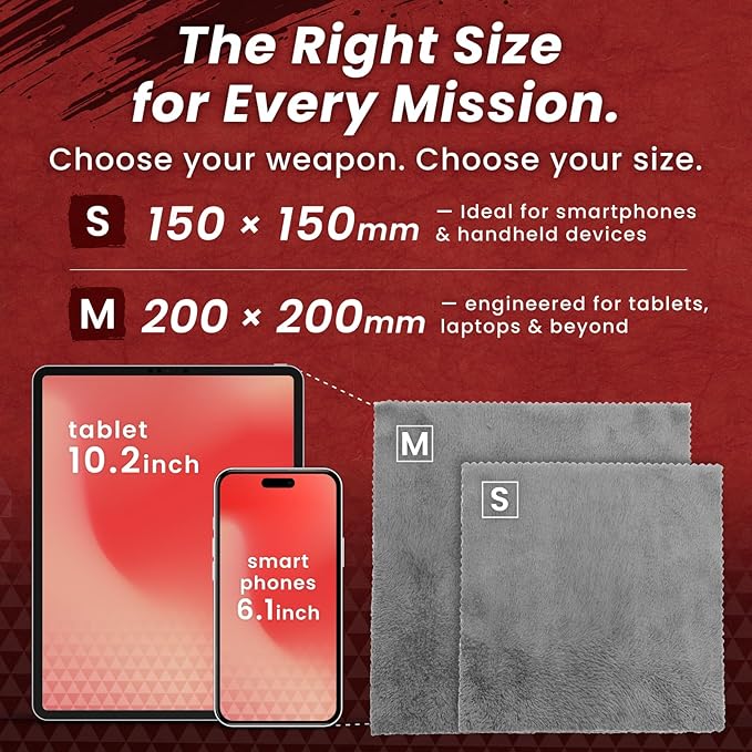 BELLEMOND「Samurai Cloth」Japanese Microfiber Cleaning Cloth | Washable, Reusable, Lint Free Cloth for Phones, Laptops, Lenses, Screens & Electronics | Made in Japan | Medium | 2 Pack