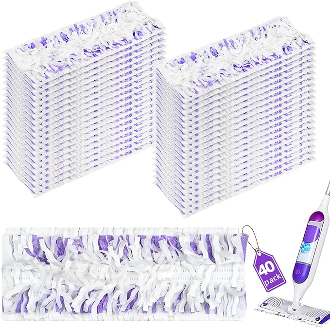 40 Count Disposable Power Mop™ Refills Compatible with Swiffer® Power Mop™, Powermop™ Pads for Multi-Surface Refills Pads for Floor Cleaning, Unscented