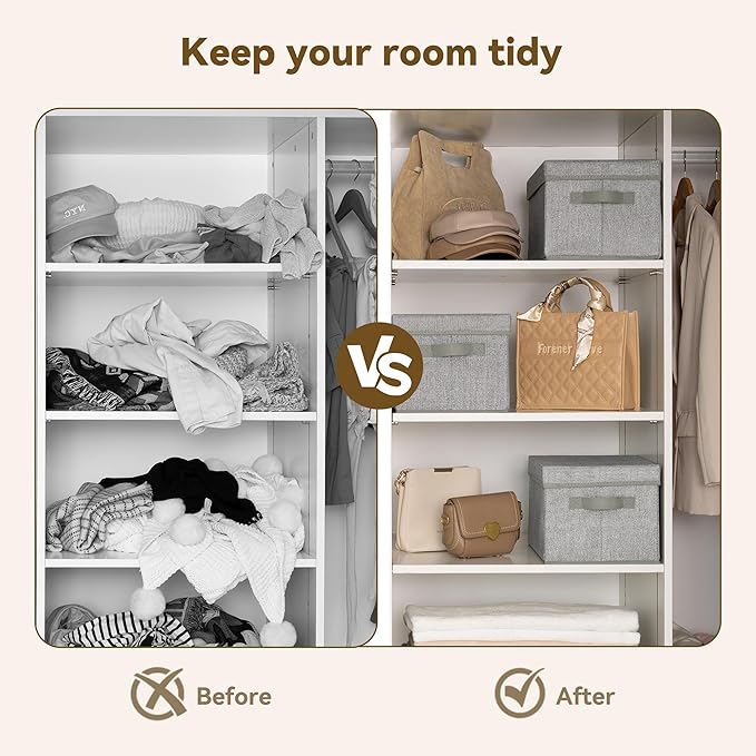 GRANNY SAYS Storage Bins with Lids, Keepsake Memory Box, Storage Basket with Lid, Closet Storage Organizer Bins, Decorative Storage Boxes, Gray, 3-Pack