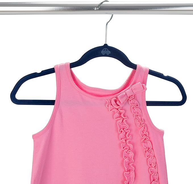 Simplify 50 Pack Kids Velvet Hangers | Slim | Non-Slip Design | Space Saving | Childrens Clothes | Shirts | Pants | Dresses | Baby Nursery | Closet Storage & Organization | Navy