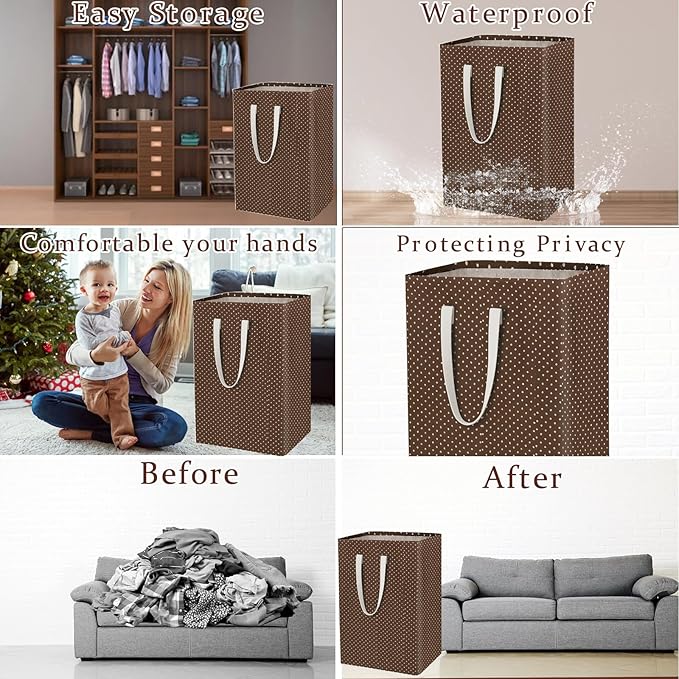 Waterproof Laundry Hamper 75L Collapsible Laundry Basket Extended Cotton Handle Laundry Bag Large Clothes Storage Toy Organization for Bathroom Bedroom Laundryroom College Dorms