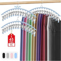 3 Pack Legging Organizer for Closet Hanging, Pants Hangers with Clips Holds 45 Leggings, Shorts, Skirts, Jeans, Hats, Pants Hangers Space Saving Clothes Racks Closet Organizers and Storage, Blue