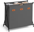 SONGMICS Laundry Hamper, Laundry Basket, 35.7 Gal. Laundry Sorter 3 Sections, Collapsible X-Frame, Clothes Organizer with Customizable Labels, Laundry Room, Bedroom, Bathroom, Slate Gray ULCB130G01