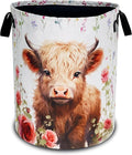Cute Highland Cow Laundry Basket Oxford Cloth Animal Laundry Hamper With Handle Foldable Portable Clothes Storage Basket 18.9 X 16.5 Inch Storage Bag For Laundry Room/Bathroom/Bedroom/Dormitories
