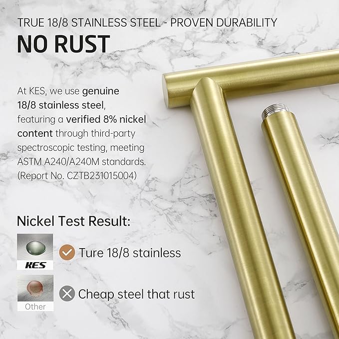 KES Natural Marble Gold Toilet Paper Holder Stand, Bathroom Free Standing Toilet Paper Holder SUS304 Stainless Steel, BPH285S1-BZ