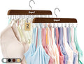 Bra Hanger for Closet, 2 Pack Tank Top Hangers w/20 Hooks Holds 40 Bras, Capacity Foldable Wood Space Saving Hanger, 360°Rotating Closet Organizers and Storage for Dorm & Apartment（Brown）