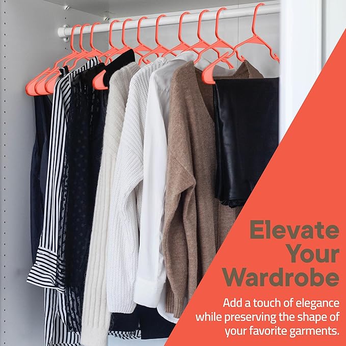 Plastic Clothes Hangers – Heavy Duty Hanger Set, for Organizing Clothes, Dresses, and Coat, Holds Up to 5 lbs, Space-Saving Hangers with Non-Slip Shoulder Grooves, Pack of 80, Brown