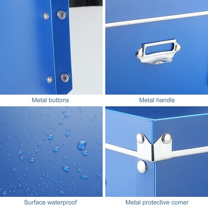 SEEKIND photo boxes storage, storage boxes with lids and Handles, 3 in 1 Set, Multiple Size(Small/Medium/Large) Plastic Box for Photos, Document, Cosmetic, Socks, Snacks, Etc(Blue)
