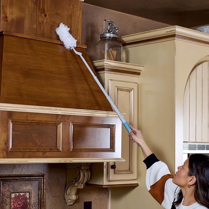 Amazon Basics 360° Heavy Duty Duster Kit Extendable, including 1 Extendable Handle and 6 Plumes Refills