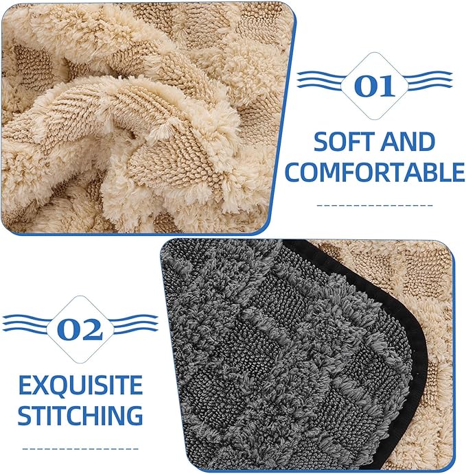 NUOBESTY 2pcs Absorbent Car Wash Towels 40x40cm Microfiber Cleaning Cloths for Auto Polishing and Drying, Thickened Large Grid Coral Fleece Car Care Towels for Vehicle Detailing