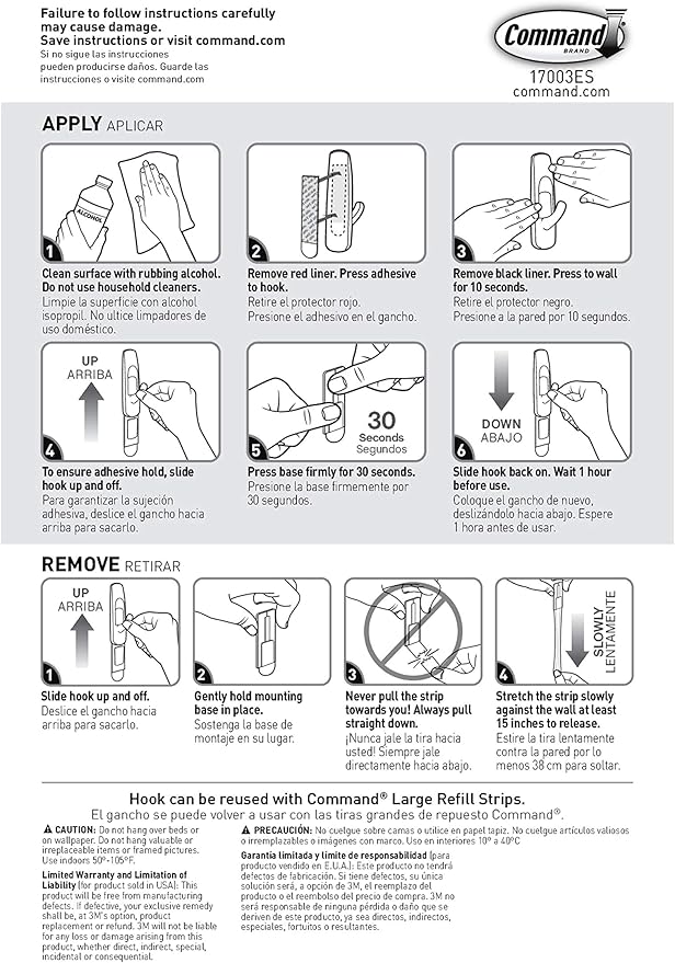 Command 5 lb Large Utility Hooks, 7 Hooks and 12 Strips, Damage-Free Hanging Wall Hook with Adhesive Strips, No Tools Required, Great for Home Kitchen Office Organization | 12-Strips, Organize, Damage-Free