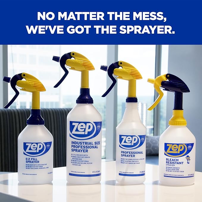 Zep New Bleach Resistant Professional Sprayer 2.0 Bottle 32 Ounces - 30 Foot Spray, Adjustable Nozzle