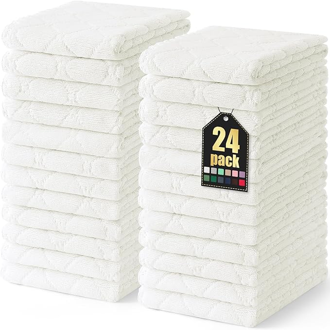 Homaxy 24 Pack Dish Towels for Kitchen (10 x 20 Inches, White), Super Soft and Absorbent Coral Velvet Dish Cloths for Washing Dishes, Nonstick Oil Fast Drying Microfiber Cleaning Cloth