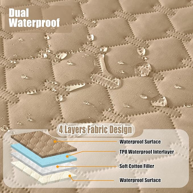 Smiry Waterproof Dog Bed Cover Blanket, Soft Reversible Pet Blanket, Washable Leakproof Cats Dogs Couch Cover for Sofa, Couch, Furniture, Plaid (30x53 Inch, Camel/Beige)