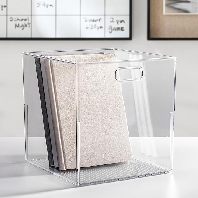 iDesign Pantry Storage Bin, Large Cube Organizer for Cabinet, Countertop, or Fridge, Clear, Made in USA