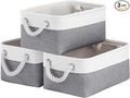Storage Baskets for Shelves 11.8x7.9x5.2 Inch, Foldable Fabric Storage Bins with Handles, Small Storage Baskets for Organizing Closet, Office, Home Organization (3-Pack, White&Gray)