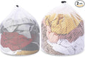 2pcs Mesh Laundry Bags for Socks, Machine Washable Drawstring Design Travel Mesh Laundry Wash Bags White Drawstring Garment Bags for Laundry Storage for Home Dorm Hotel Travel Use,12x16inch, 16x20inch