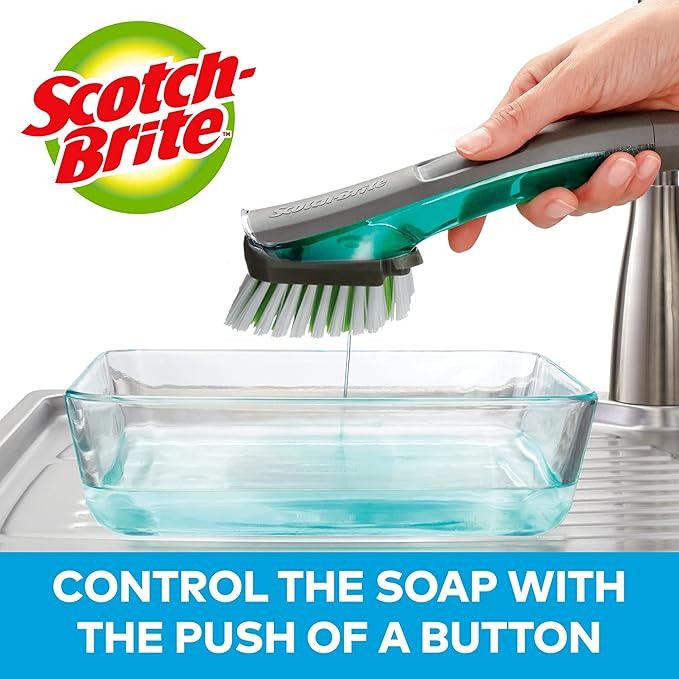 Scotch-Brite Advanced Soap Control Dishwand Brush Scrubber, Antibacterial* Dish Wand Brush with Soap Dispenser (Pack of 2)