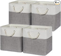 Temary Fabric Storage Baskets for Organizing, Grey Basket for Shelves, Collapsible Baskets with Handles for Shelves, Home, Closet (White&Gray)