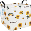 LANGYASHAN Square Storage Baskets Waterproof Canvas Children Laundry Nursery Hamper for Shelves Gift Baskets Toy Organizer Room Decor (Square Sunflower)