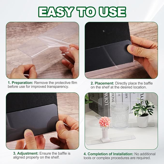 uxcell 6pcs Clear Shelf Dividers, 8"x2.4" Plastic L-Shaped Shelf Separator, Transparent Organizer Divider for Supermarket Store Commodity Classification