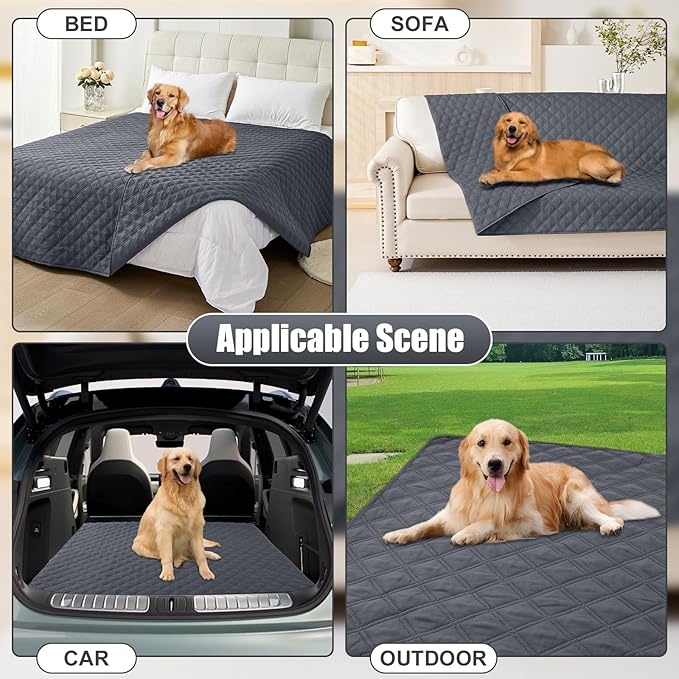 Smiry Waterproof Dog Bed Cover Pet Blanket, Soft Washable Dog Blanket for Furniture Bed Couch Sofa Reversible, Checkered (30"x70", Dark Grey/Dark Grey)