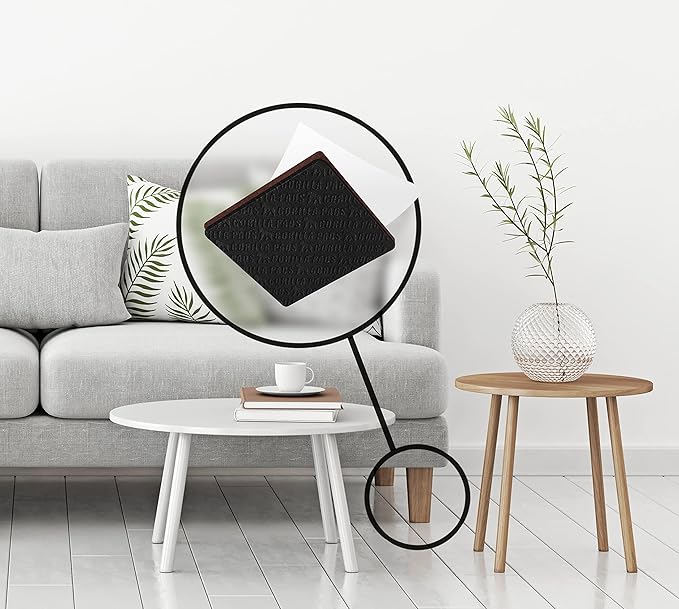 Slipstick GorillaPads Non Slip Furniture Pads/Gripper Feet Floor Protectors (Set of 8) Premium 2 Inch Square Self Adhesive Rubber Stoppers for Furniture Legs
