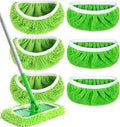 Reusable Microfiber Mop Pads Washable Wet Pads Compatible with Swiffer Sweeper Refills Pads for Wet & Dry Sweeping Cloths Mop Head Replacement for Household Cleaning(Green 6PCS)