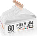 HOUSE DAY White Velvet Hangers 60 Pack, Premium Non-Slip Felt Clothes, Sturdy Heavy Duty Coat, Durable Hangers for Suits, Space Saving with No Hanger Mark, 360° Swivel Rotating Rose Gold Hook