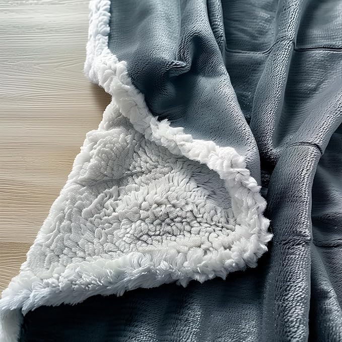 Waterproof Throw Blanket - Sherpa Fleece Reversible Cover, Soft Warm Leak-Proof Bed & Couch Protector for Kids, Pets & Everyday Spills (Velvet Gray/Cloud White, Throw 50x60