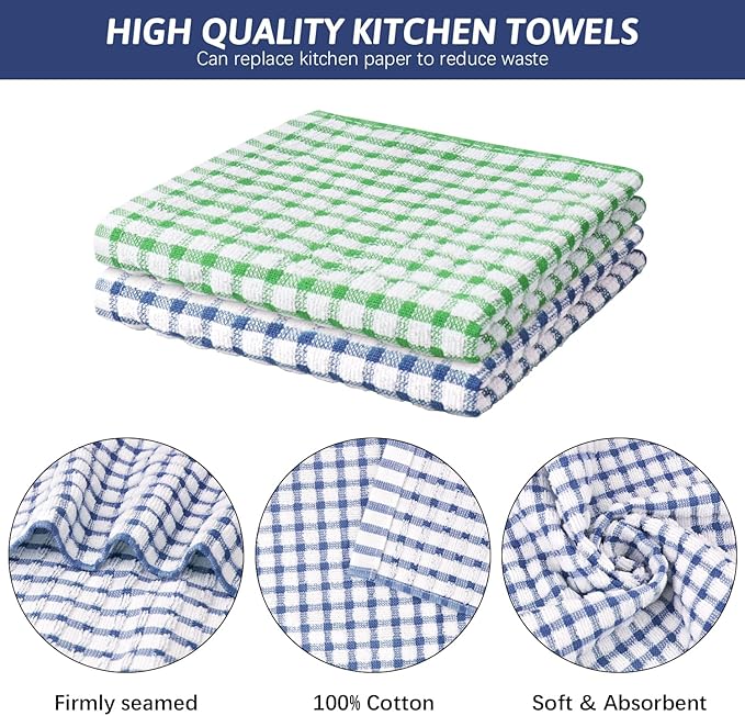 Nialnant 12 Pack Kitchen Dish Cloths,100% Cotton Kitchen Towels Soft Absorbent Quick Drying Dish Rags for Kitchen,Washing Dishes,Cleaning rags-11 x 11In