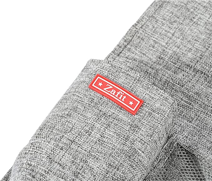 Zafit Linen 4 Pockets Bedside Caddy, Bedside Storage Organizer with Water Bottle Holde for Magazine, Remotes, Phone (Grey)