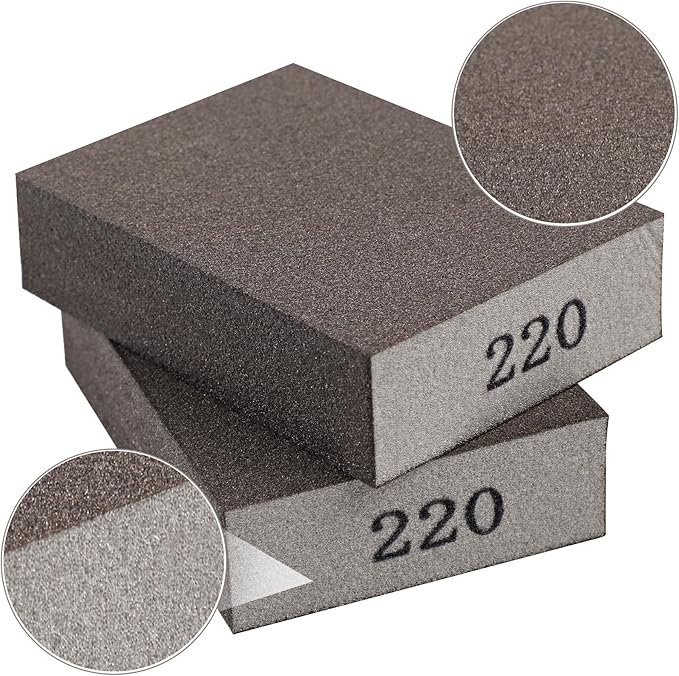 Romeda 8-Pack Sandpaper Block, 220 Grits Washable and Reusable Handmade Sanding Sponge, Drywall Sandpaper Blocks for Wooden Drywall Sheetrock and Metal Glazing