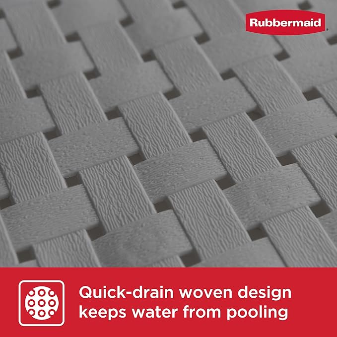 Rubbermaid INSTAMAT Tub Mat, Non-Slip Bath Mat Hangs Over Showerhead for Fast Drying, 27.2 x 15.2 Inch, BPA-Free, Easy Care Shower Mat for Inside Bathtub or Shower, Grey