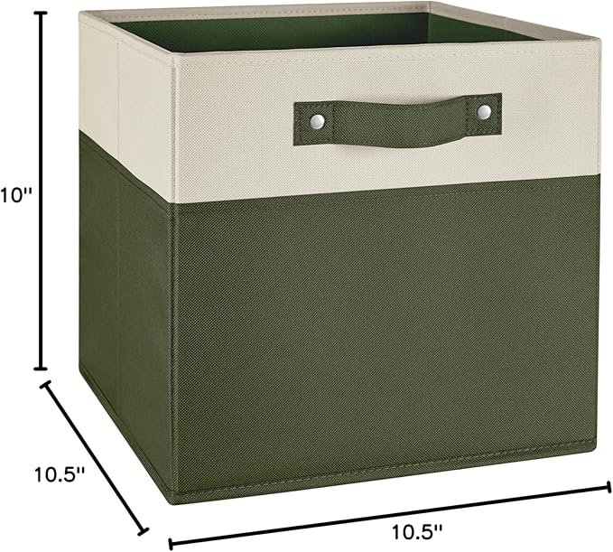 RiverRidge Kids storage bins - 10.5 Cube Storage Organizer with Handles – Olive Two-Tone closet organizers and storage for Toys, Shoes & More - Fits RiverRidge Cabinets