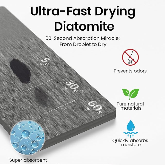 BOTEMY Toothbrush Holder with Instant Drying Stone - Bathroom Counter Organizer, Diatomite Electric Toothbrush Toothpaste Holders, Bathroom Sink Organizers and Storage,Black