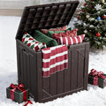 Outdoor Storage Box, 31 Gallon Lockable Waterproof Deck Storage Box, Yard Storage Bin, Suitable for Gardens, Brown