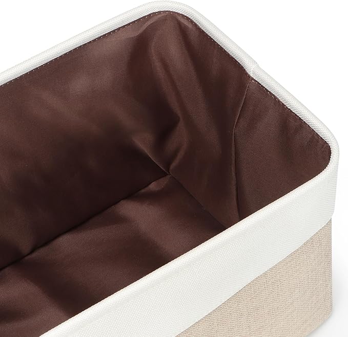 Kntiwiwo Foldable Storage Bin Collapsible Fabric Storage Basket Cube with Durable Handles Closet Organizer Bins for Organizing Shelves Drawers, Set of 3, 15" x 10" x 9.5", Beige